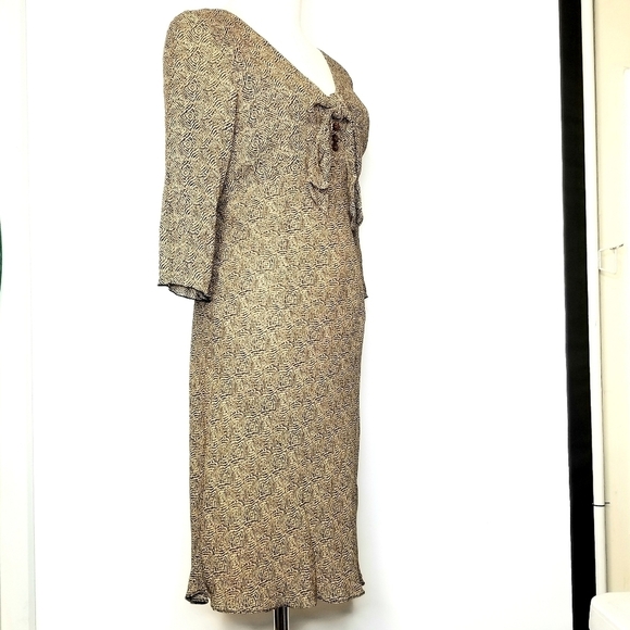 Isabella Bird  Anthropologie Brown Shear Lined Size 10 Casual Elegant Midi Dress - Picture 5 of 14